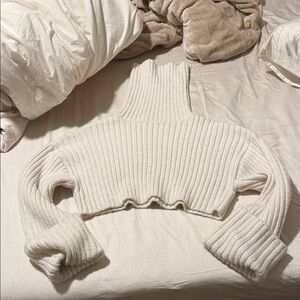 Zara Ribbed Turtleneck Sweater - Cream